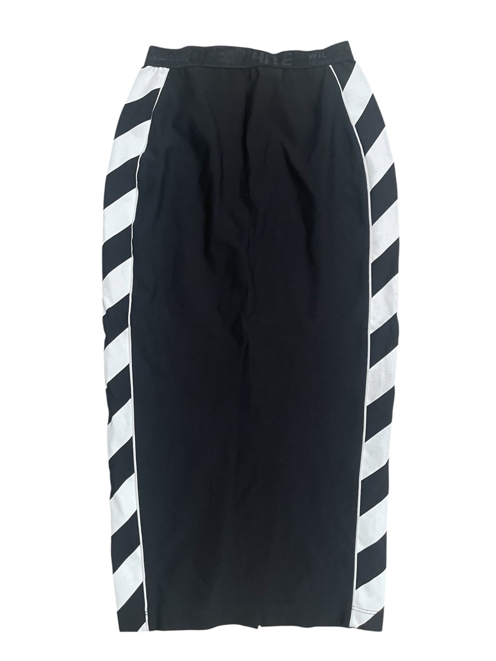 Off-White Black Pencil Skirt with White Diagonal Stripe Panels Virgil Abloh
